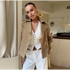 Belted Mock Neck Cropped Jacket