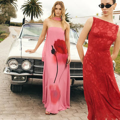 Prink Floral Print Strapless Straight Maxi Dress