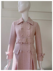 Double Breasted Belted Wool Blend Coat close-up front view