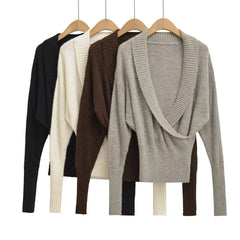 Wrap Knit Long Sleeve Top