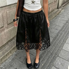 Lace Trim Split Capri Shorts