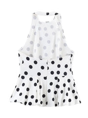 White Polka-dot Balloon Peplum Top