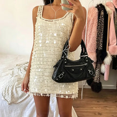 Sequin Mesh Mini Dress