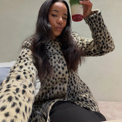 Faux Fur Spotted Print Jacket