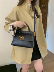 Retro Faux Suede Top-Handle Saddle Shoulder Bag