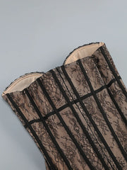 Lace Corset Mesh Maxi Dress with Detachable Hem