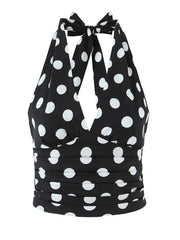 Polka Dot Halter Crop Top & High-Waist Midi Skirt Set