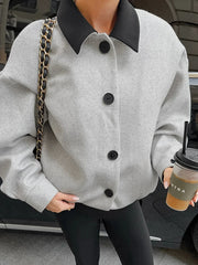 Herringbone textured collar jacket