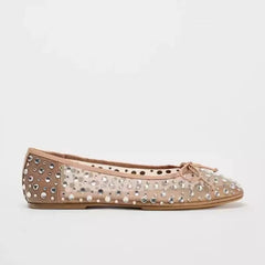 Crystal Embellished Mesh Ballet Flats
