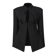 Cutout Collar Structured Blazer Jacket