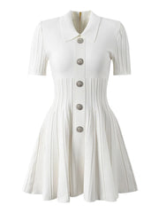 Pleated short dress designed for polished occasions