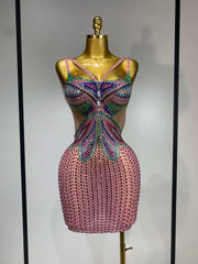 Crystal embellished mini dress front view