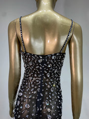 Rhinestone Mesh Embellished Spaghetti Strap Maxi Dress