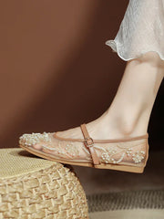 Embroidered Mesh Ballet Flats