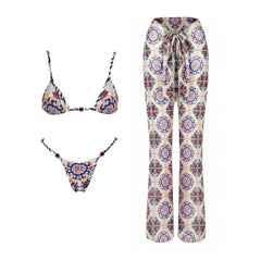 Geometric Patterned Two Piece Swimwear Set