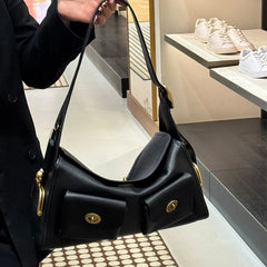 Lock Detail Shoulder Bag PU Leather