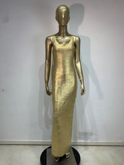 Metallic Bandage Strappy Maxi Dress