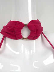 Rose red floral belt on a white mannequin