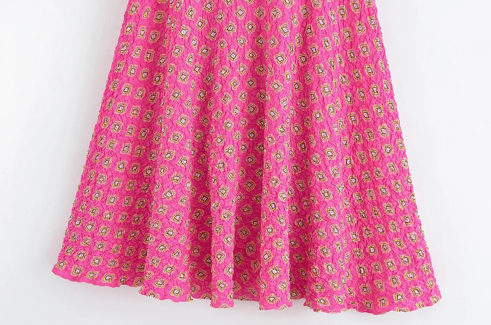 Pink floral skirt on a white background