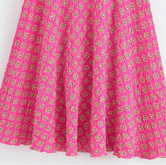 Pink floral skirt on a white background