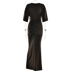 Black evening gown on a white background