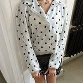 White Polka Dot Buttoned Jacket