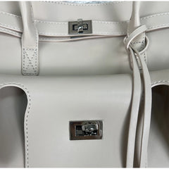 Structured PU Leather Tote Bag with Buckle Pockets – Modern Luxe Edit