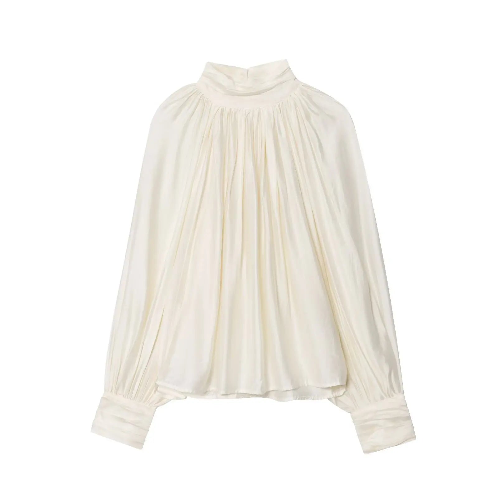 White blouse with pleated design on a white background