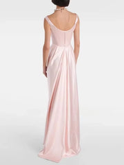 Pink evening gown on a white background