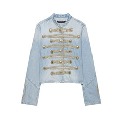 Denim Military Cropped Jacket