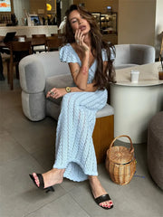 Ruffled Sleeve Knit Maxi Dress