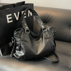 Faux Soft Leather Rivet Detail Tote Bag