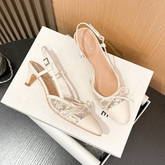 Lace Slingback Kitten Heels
