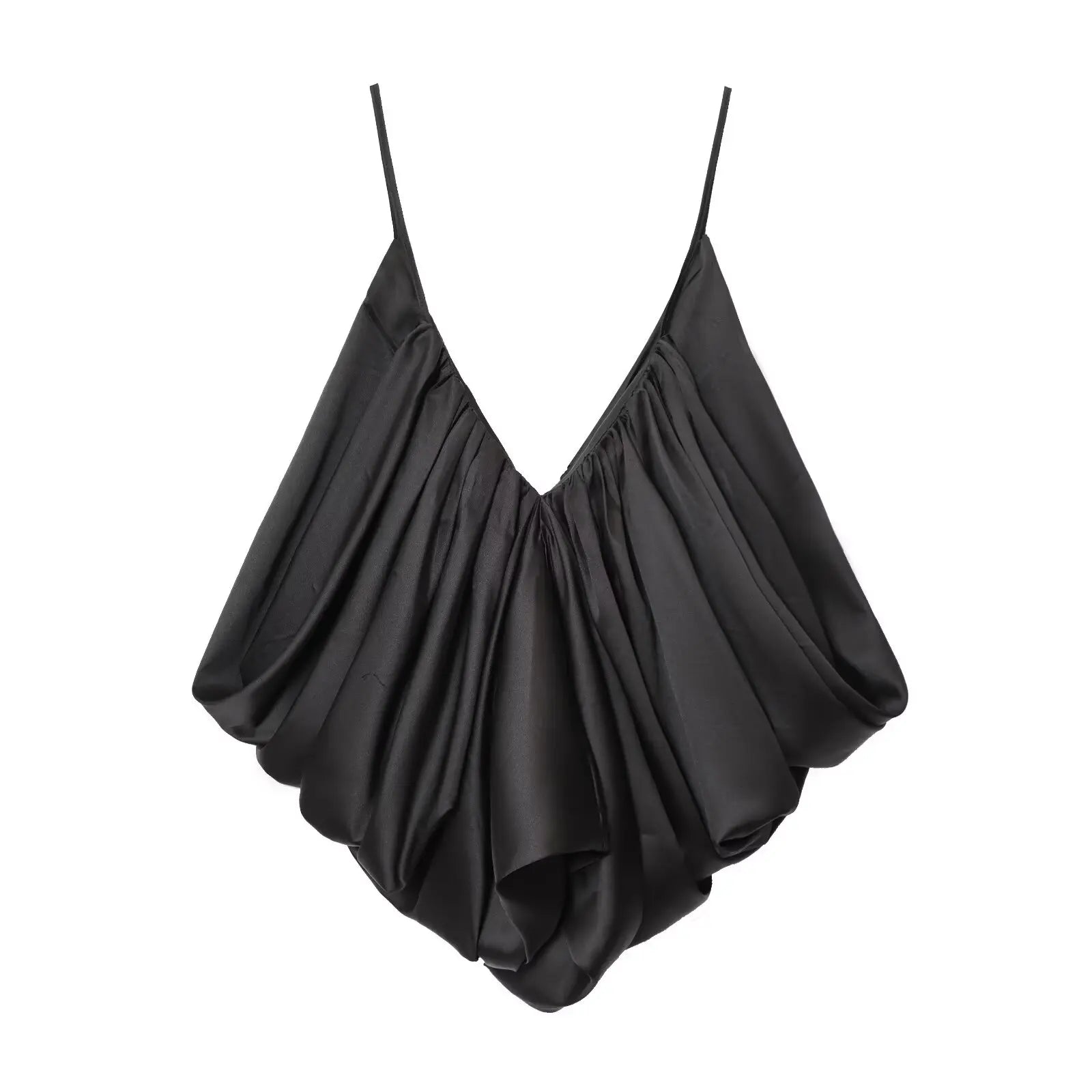 Black satin top with thin straps