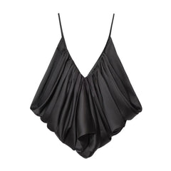 Black satin top with thin straps