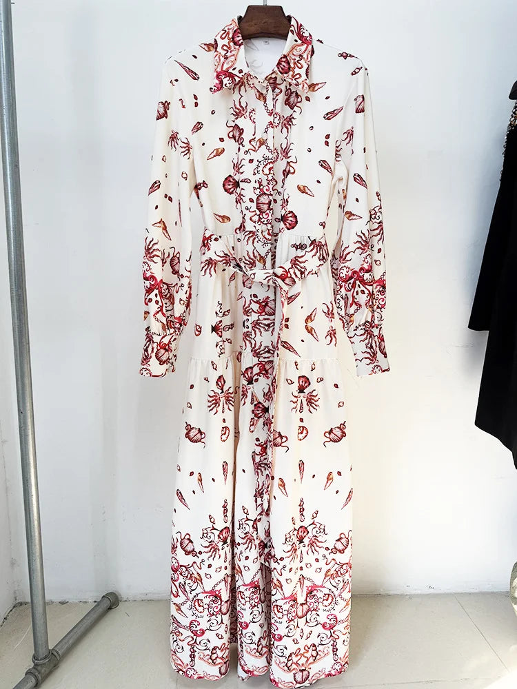 Maxi dress with sea world print on hanger