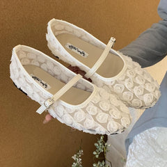 Floral Mesh Mary Jane Flats