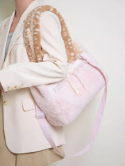 Plush Lace Bow Shoulder Bag