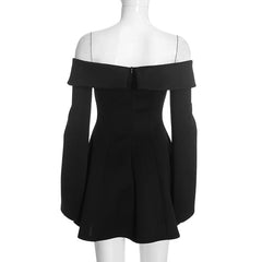 Off Shoulder Long Sleeve Blazer Mini Dress