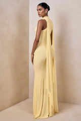 Halter Neck Cape Drape Mermaid Maxi Dress