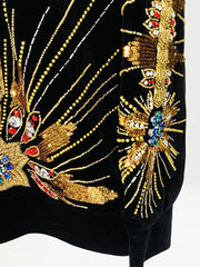 Velvet Beaded Sequin Sunburst Hoodie