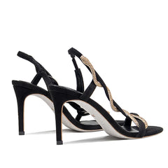 Rhinestone One Word Strap Stiletto Sandals