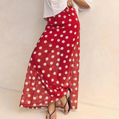 Polka Dot Mesh Maxi Skirt