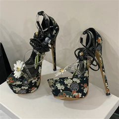 Floral Platform Stiletto Heels
