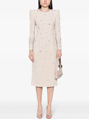 Beaded long sleeve midi dress on model