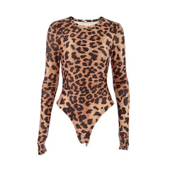 Leopard print bodysuit on a white background