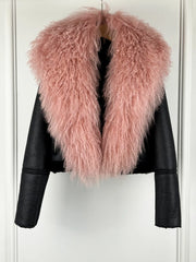 Faux Fur Collar Moto Jacket