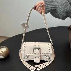 Rivet Hardware Baguette Shoulder Bag