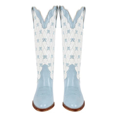 Pink Bow Quilted Knee High Cowgirl Boots