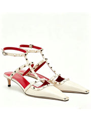 Riveted Square Toe Stiletto Heels